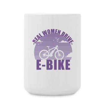 E-Bike Fahrrad E Bike Akku Women Geschenk - Große Tasse 440 ml - Weiß - Vorne