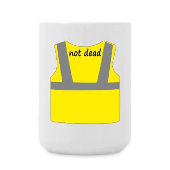 Yellow vest - Large Mug 440 ml - white - Front