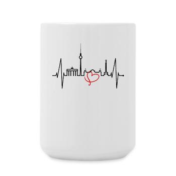Berlin Skyline Heartbeat Heart Love Love Berliners - Large Mug 440 ml - white - Front