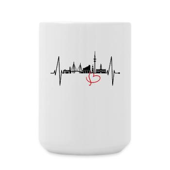 Hamburg Skyline Herzschlag Hamburger Liebe Fan - Große Tasse 440 ml - Weiß - Vorne