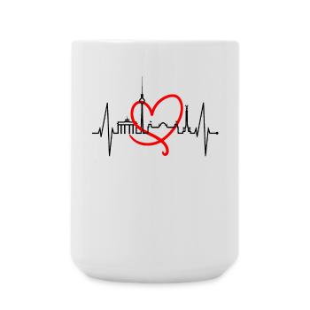 Berlin Skyline Heartbeat Heart Love Love Berliners - Large Mug 440 ml - white - Front