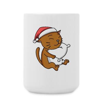 Chat Abyssin Chat Noël Sommeil Fatigué - Grande tasse 440 ml - blanc - Devant