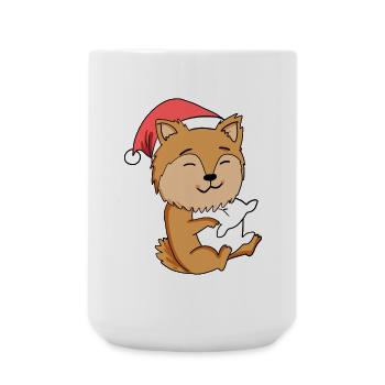 Miniature Spitz Dog Christmas Sleep Tired - Large Mug 440 ml - white - Front