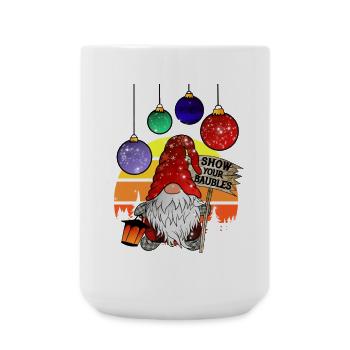 Christmas elves with Christmas tree baubles - Large Mug 440 ml - white - Front