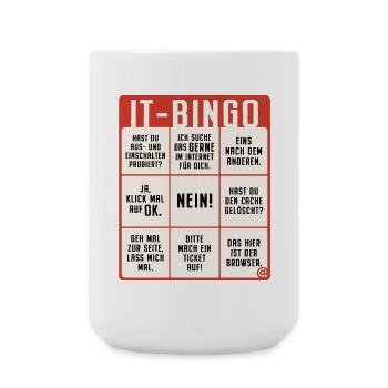 IT Support Bingo Service Desk IT Helpdesk Sysadmin - Große Tasse 440 ml - Weiß - Vorne