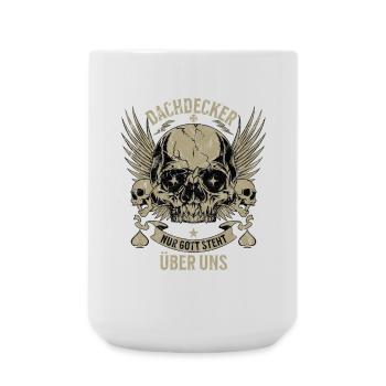 Dachdecker Totenkopf mit Flügeln - Große Tasse 440 ml - Weiß - Vorne