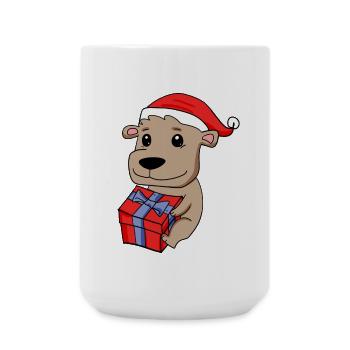 Bébé ours de Noël avec cadeau - Grande tasse 440 ml - blanc - Devant