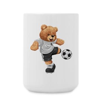 Teddy Kicker im Fußballlook - Große Tasse 440 ml - Weiß - Vorne