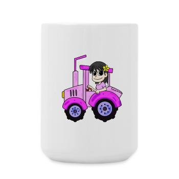 Landwirtin Landwirt Rosa Traktor Mädchen Damen - Große Tasse 440 ml - Weiß - Vorne