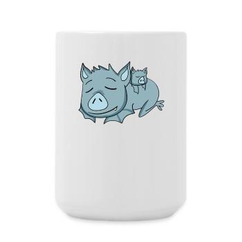 Bat with Baby Bat - Family - Large Mug 440 ml - white - Front