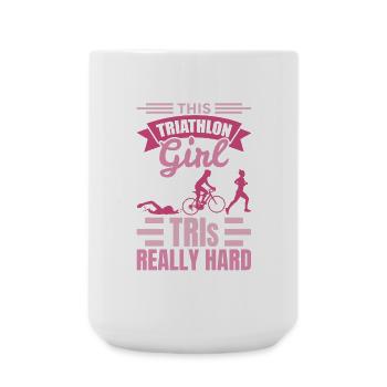 Triathletenmädchen - Große Tasse 440 ml - Weiß - Vorne