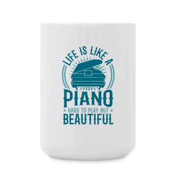Klavier Motivation - Große Tasse 440 ml - Weiß - Vorne