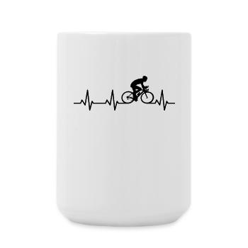 Cyclist heart line - Large Mug 440 ml - white - Front