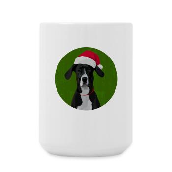 Grand chien danois au chapeau de père Noël pour Noël - Grande tasse 440 ml - blanc - Devant