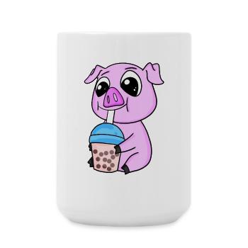 Schwein Bubble tea Motiv - Große Tasse 440 ml - Weiß - Vorne