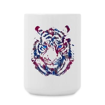 Tigerkopf - Tiger - Katzenauge Wildkatze - Große Tasse 440 ml - Weiß - Vorne