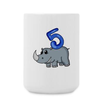 5 ans - 5e anniversaire avec motif animal - Grande tasse 440 ml - blanc - Devant