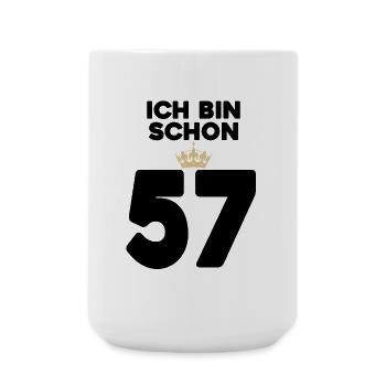 57. Geburtstag Geschenk - 57 Jahre mit Krone - Große Tasse 440 ml - Weiß - Vorne