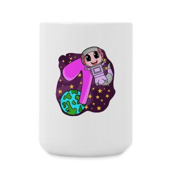 7e anniversaire - Cadeau de fille astronaute de 7 ans - Grande tasse 440 ml - blanc - Devant