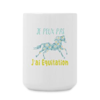 Je peux pas j'ai equitation florale poney cheval - Grande tasse 440 ml - blanc - Devant