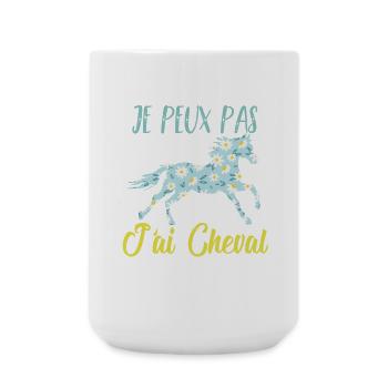 Je peux pas j'ai cheval florale poney equitation - Grande tasse 440 ml - blanc - Devant