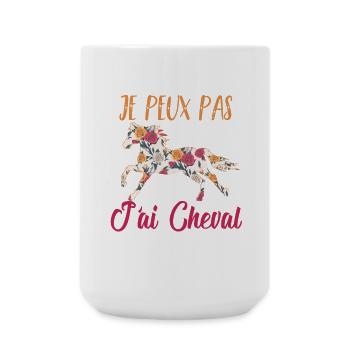 Je peux pas j'ai cheval florale poney equitation - Grande tasse 440 ml - blanc - Devant