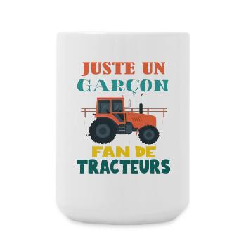 Juste Un Garçon Fan De Tracteurs -drole Conducteur - Grande tasse 440 ml - blanc - Devant