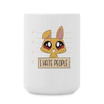 Hase I Hate People - Große Tasse 440 ml - Weiß - Vorne