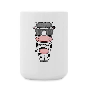 Kuh mit Sonnenbrille - Große Tasse 440 ml - Weiß - Vorne