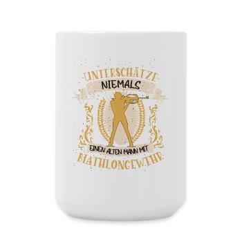 Biathlon Langlaufski Schießen Wintersport Geschenk - Große Tasse 440 ml - Weiß - Vorne