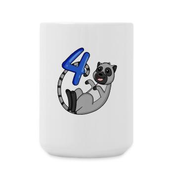 4 ans - 4ème anniversaire avec motif animal - Grande tasse 440 ml - blanc - Devant