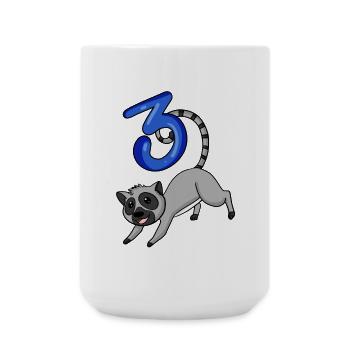 3 ans - 3ème anniversaire avec motif animal - Lemur - Grande tasse 440 ml - blanc - Devant