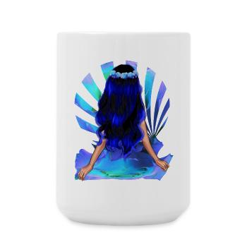 Fleur Enfant Noir Bleu Cheveux Rose Fille - Grande tasse 440 ml - blanc - Devant