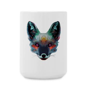 Neon Fox Head Art - Large Mug 440 ml - white - Front