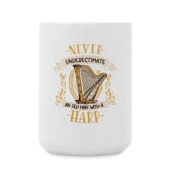 Harp Musician Plucked Instrument Music Gift - Large Mug 440 ml - white - Front