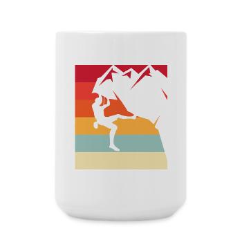 Kletterheld im Retro Sonnenuntergang - Große Tasse 440 ml - Weiß - Vorne