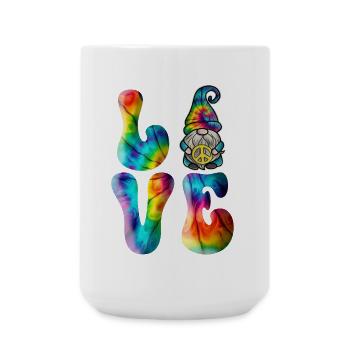 Gnome Love Peace Tie Dye - Large Mug 440 ml - white - Front