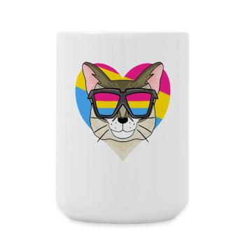 Pansexual Cat Singapura Heart Gift - Large Mug 440 ml - white - Front