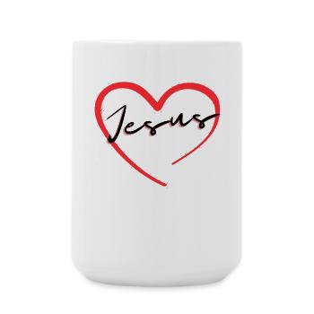 Heart with Jesus lettering - Large Mug 440 ml - white - Front