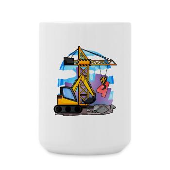 4. Geburtstag 4 Jahre Kran Baustelle Bagger Junge - Große Tasse 440 ml - Weiß - Vorne