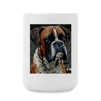 Boxerhund Mosiac - Große Tasse 440 ml - Weiß - Vorne