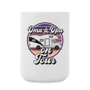 Oma und Opa on Tour Retro Sunset Wohnwagen design - Große Tasse 440 ml - Weiß - Vorne