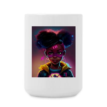 Futuristische Heldin mit Neon-Power - Große Tasse 440 ml - Weiß - Vorne