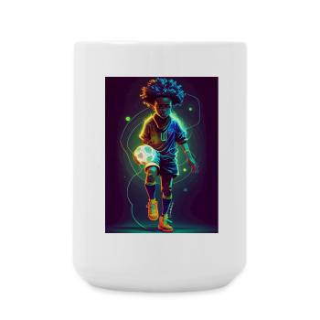 Leuchtender Fußball-Star - Große Tasse 440 ml - Weiß - Vorne