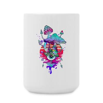 Zauberpilze Psychedelic Pilz Augen Kunst - Große Tasse 440 ml - Weiß - Vorne