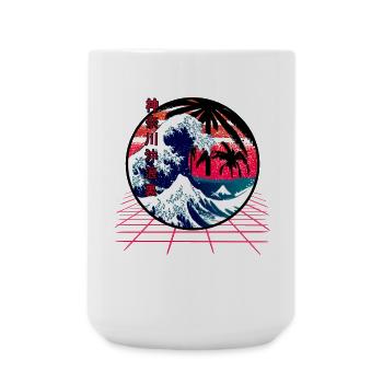 La grande vague de Kanagawa Retro Wave - Grande tasse 440 ml - blanc - Devant