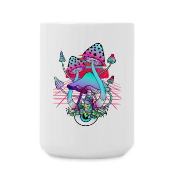 Champignons Psychédéliques - Retro Wave Sunset - Grande tasse 440 ml - blanc - Devant