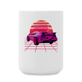 Retro Wave super Car Sunset - Large Mug 440 ml - white - Front
