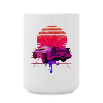 Retro Wave Supercar Sunset - Large Mug 440 ml - white - Front