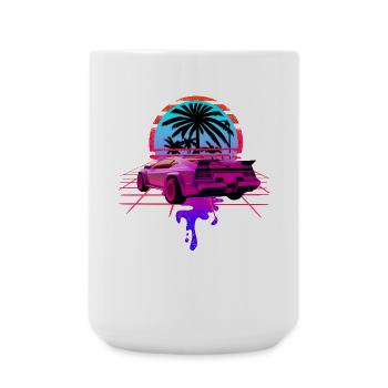 Retro Wave Sports Car 80s Vaporwave - Large Mug 440 ml - white - Front